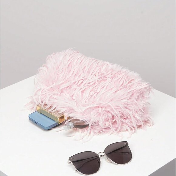 Women's Y2K Cloud Plush Clutch Handbag Evening Party Bag - Picture 7 of 7